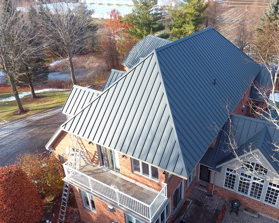 standing seam graphite grey house