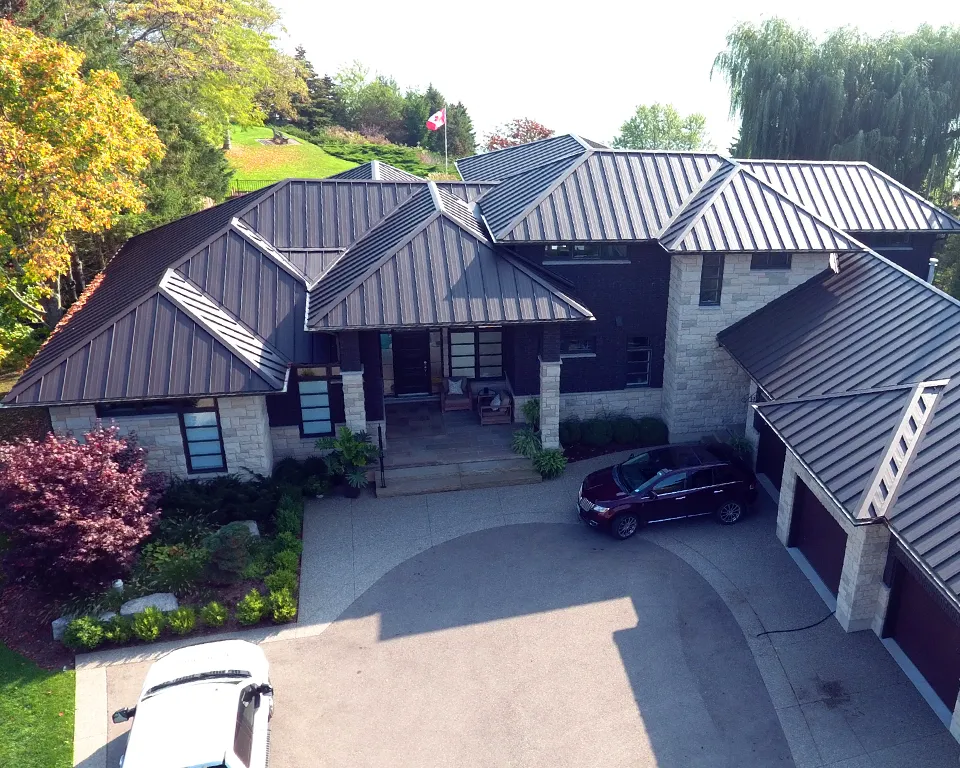 standing seam sepia brown house