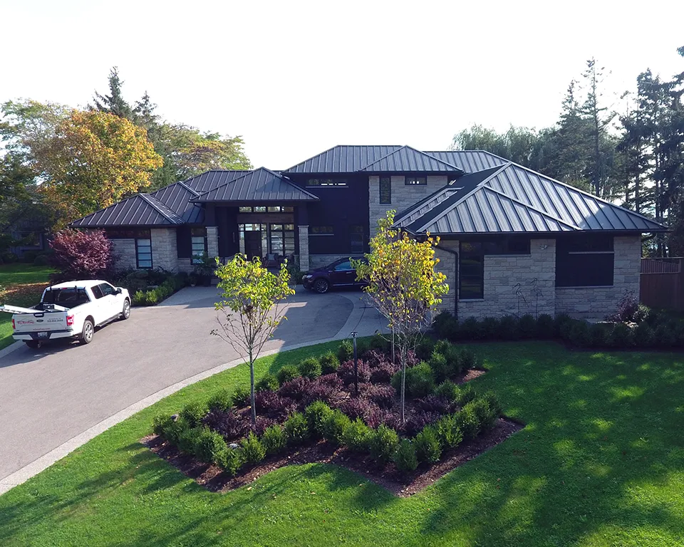 standing seam sepia brown house